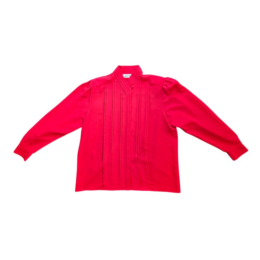 Vintage 1980 Yves St. Clair Red Button Up Blouse Women's Size 16 (Large)